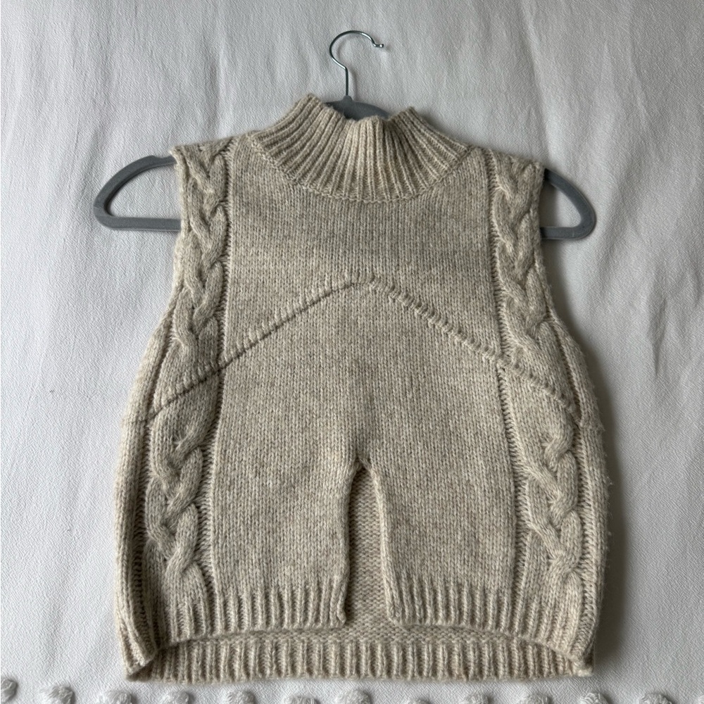 Le Lis Cream Cable Knit Turtleneck Sweater Vest